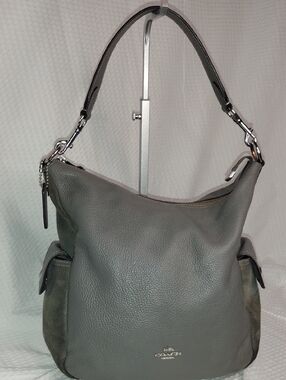 Coach Pennie Hobo Shoulder Bag  Heather Gray Pebbled Leather & Suede F2131-C1522